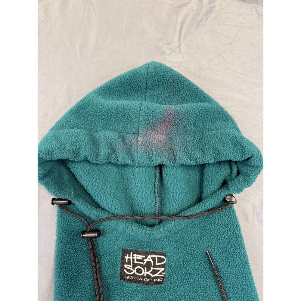Head Sokz Fleece Balaclava Hood Teal Green Made in USA Adjustable Winter Mask